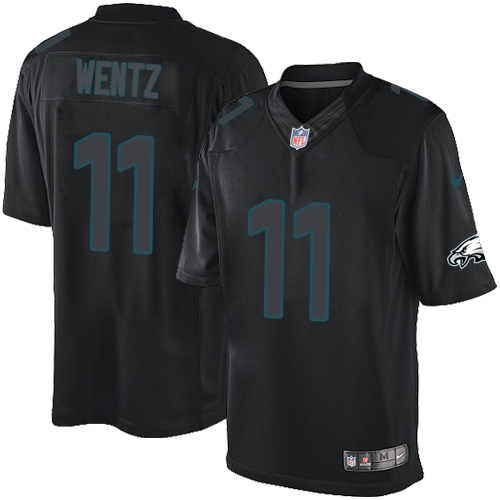 Men's Elite Carson Wentz Nike Jersey Black - #11 Impact NFL Philadelphia Eagles